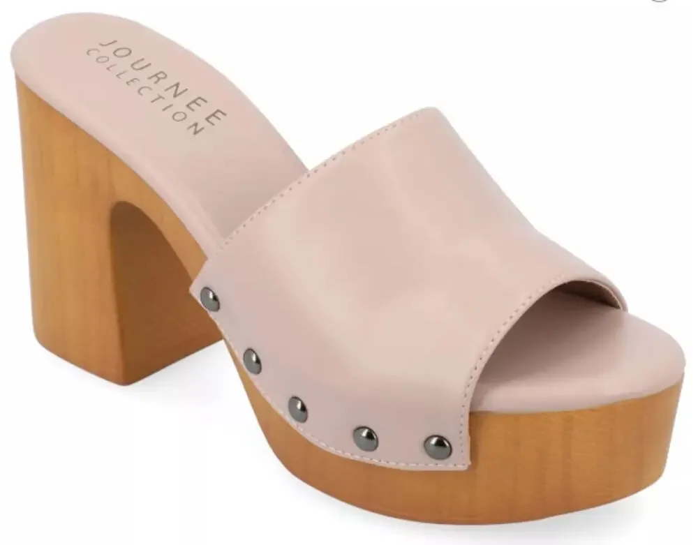 JOURNEE COLLECTION WOMENS SIZE 9M VEDA PLATFORM HEEL SANDALS MAUVE PINK
